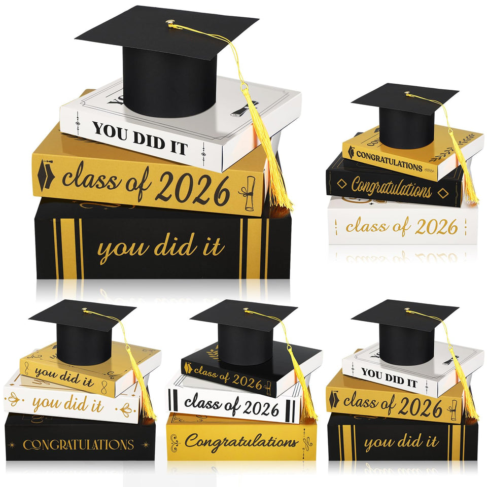 Dunzoom graduation cap and book centerpiece for Class of 2026 desk decor.