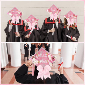Dunzoom Hello Grad pink glitter cardstock provides a shimmering base