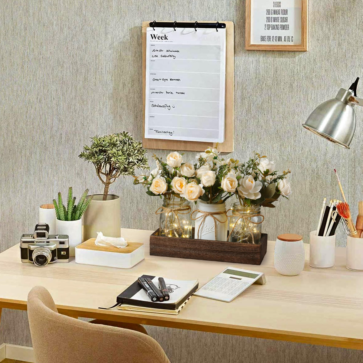 DUOER artificial flowers in mason jars add timeless charm