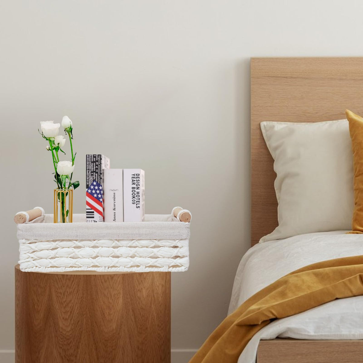 DUOER compact slim design basket fits tight spaces on dresser