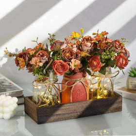 DUOER farmhouse table decor in orange elevates living room or kitchen display