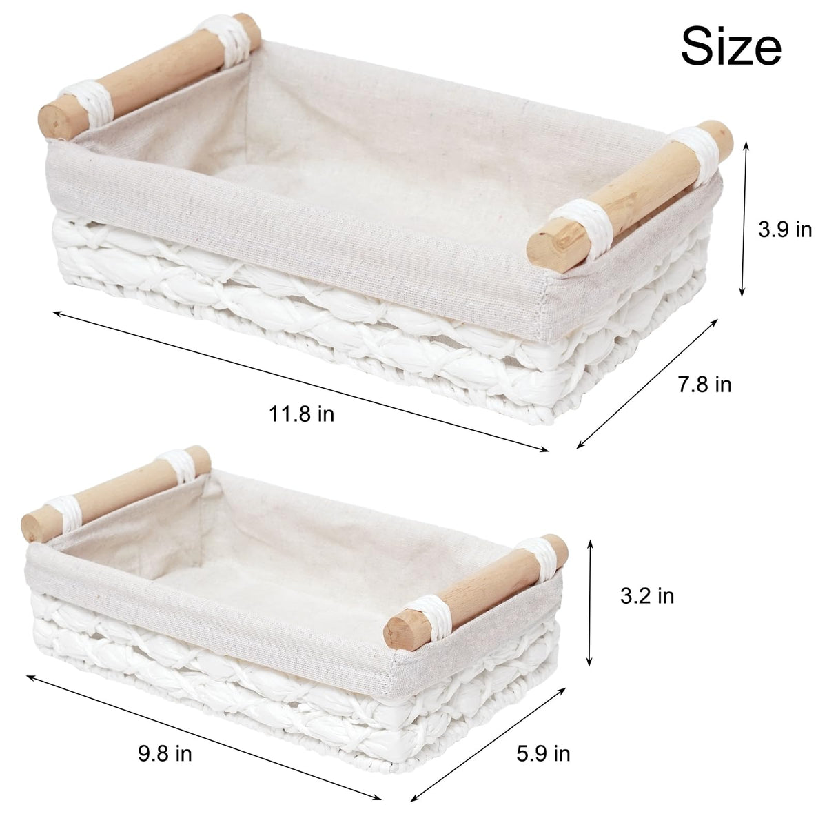 DUOER set of 2 white baskets adds organized elegance to any room