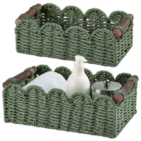 DUOER storage basket wicker for toilet tank top keeps bathroom essentials neatly accessible.