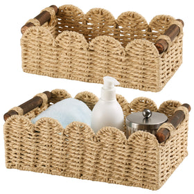 DUOER storage basket wicker toilet-top beige enhances bathroom organization with handmade craft.