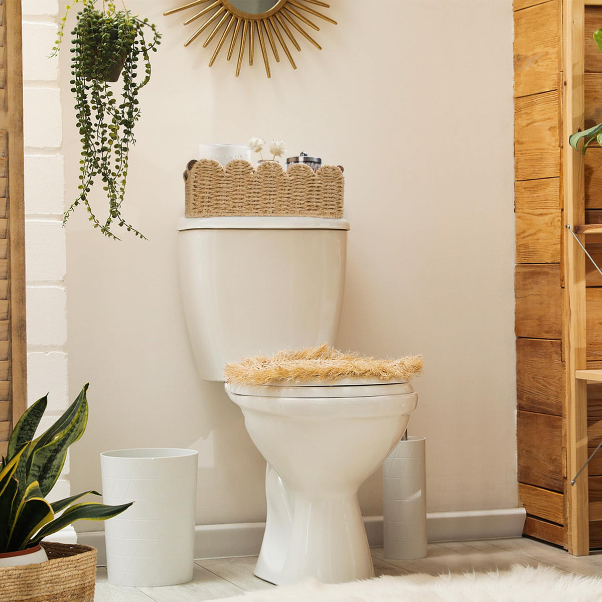 DUOER toilet-tank top basket supports quick organization and compact storage.