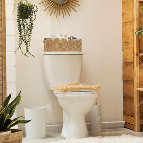 DUOER toilet-tank top basket supports quick organization and compact storage.