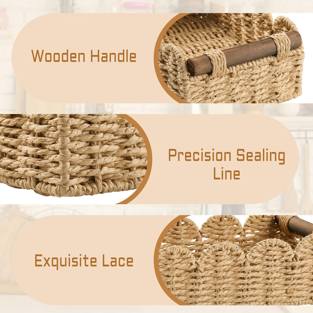 DUOER wicker bathroom storage promotes tidy shelves and easy access to essentials.