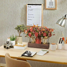 DUOER wood tray centerpiece with mason jars in orange for versatile styling