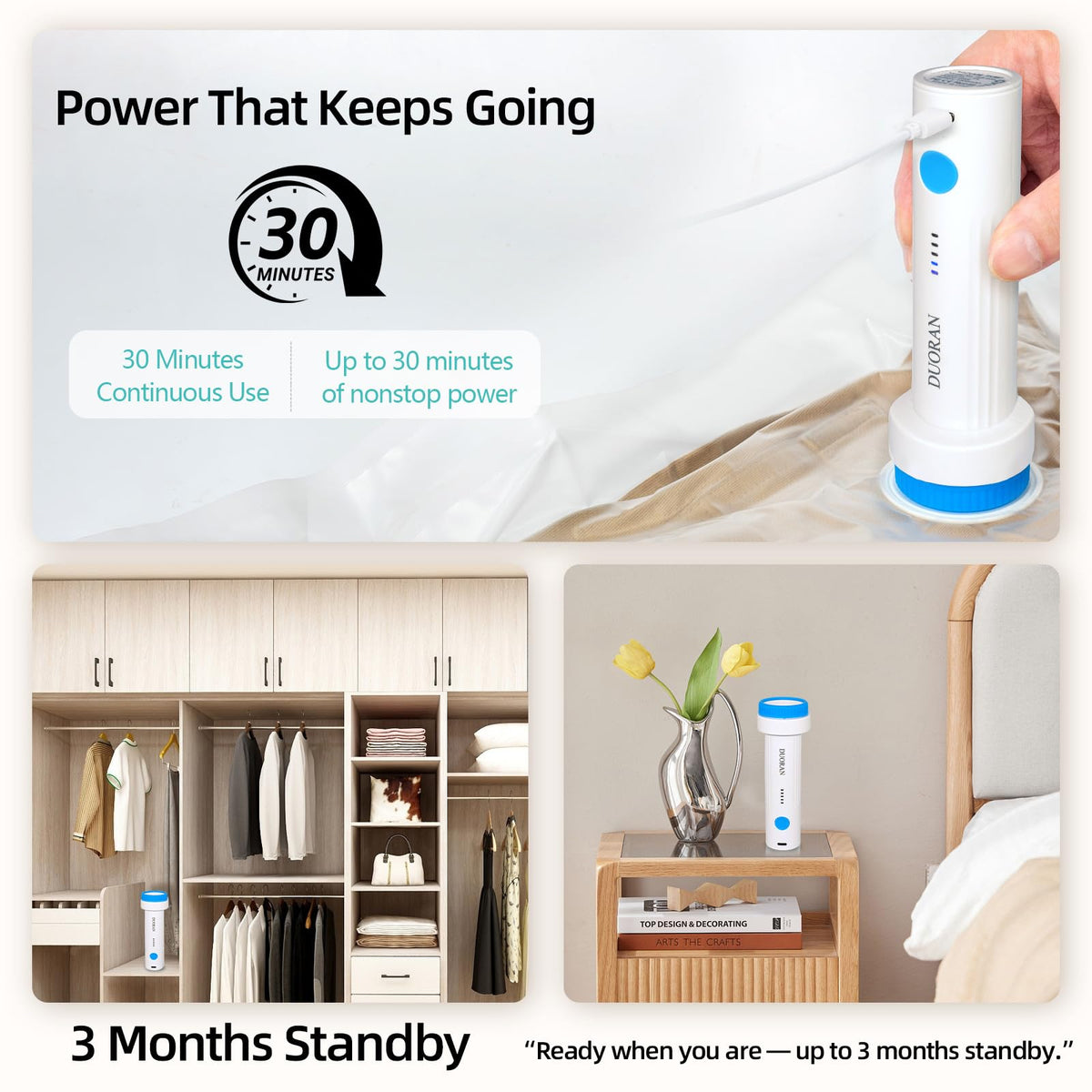 DUORAN 3-in-1 space saver for home, travel, and closet organization.