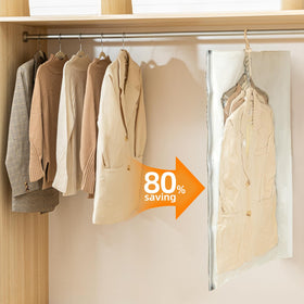 DUORAN 5-ring hanging design shows closet-ready garment organization.