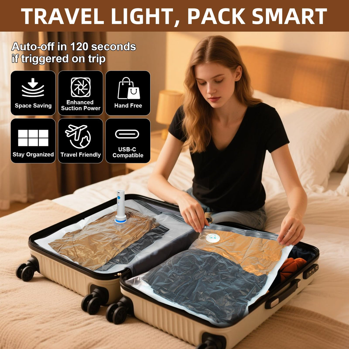 DUORAN space bags aid travel packing and home organization.