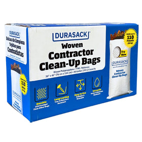 DURASACK contractor bag 40-gallon, heavy-duty woven polypropylene, ideal for rugged job-site cleanup.