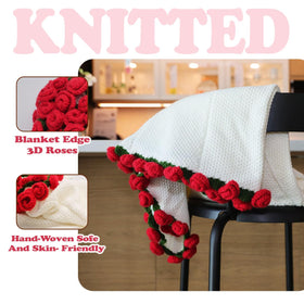 Duryeo red rose crochet blanket provides soft warmth for cozy evenings.