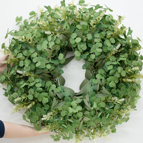 Dushle 26-inch eucalyptus wreath for front door enhances year-round curb appeal