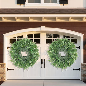 Dushle all-season wreath blends olive leaves for lush greenery