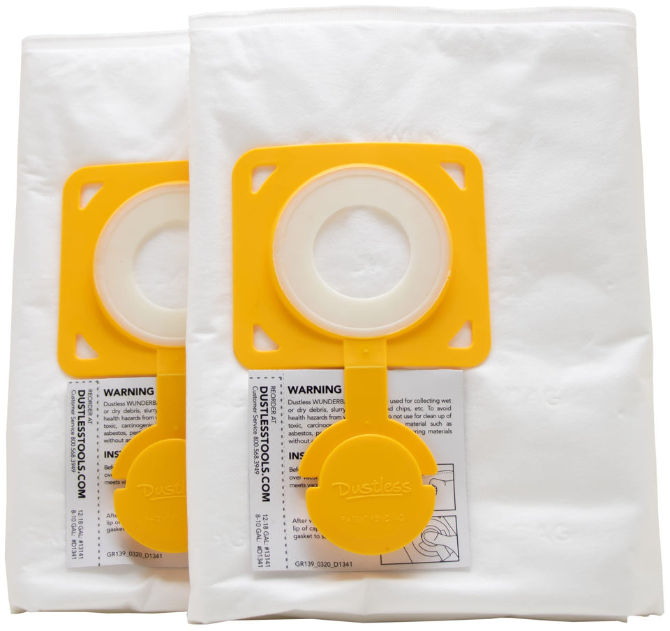 Dustless Wunderbag pre-filter bag, 2-pack, compatible with most wet/dry vacuums.