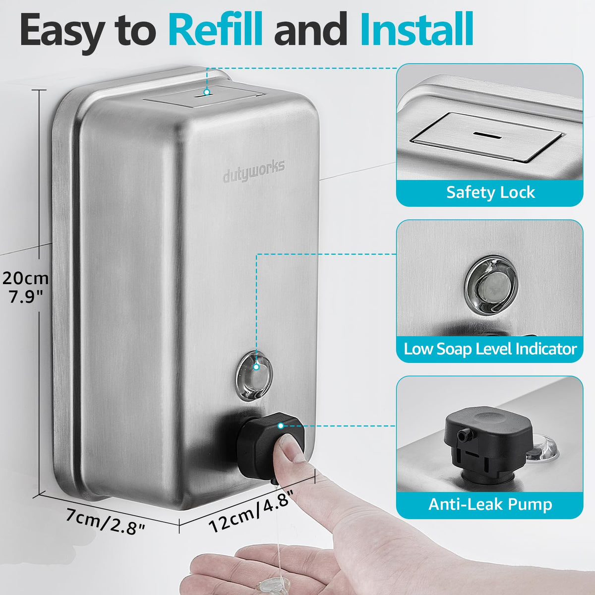 DUTYWORKS wall mount plate and screws for quick installation