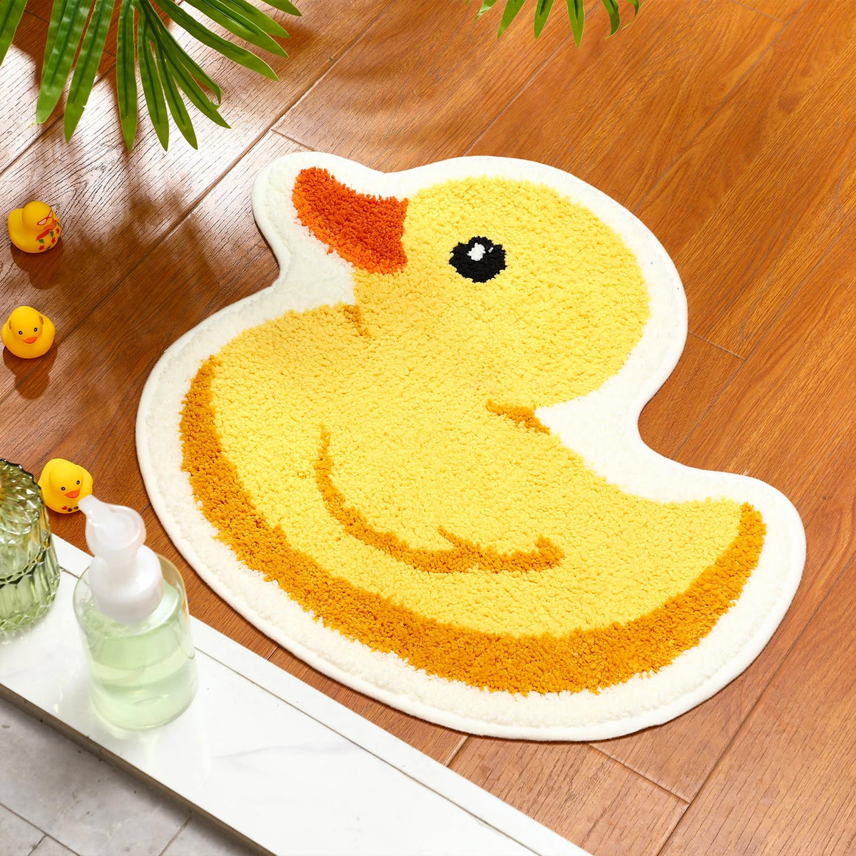 Duraaamo duck bath mat in yellow with slip-resistant surface
