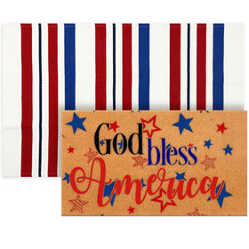 Duraaamo 4th of July coir doormat adds durable patriotic curb appeal to outdoor entrances.