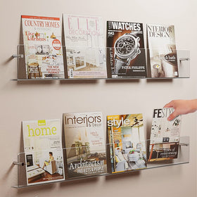 DuvinDD acrylic magazine holder wall mount provides clear display of materials.