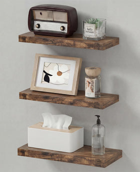 Duvique Easy Install Floating Shelves mounted on wall with books and plants
