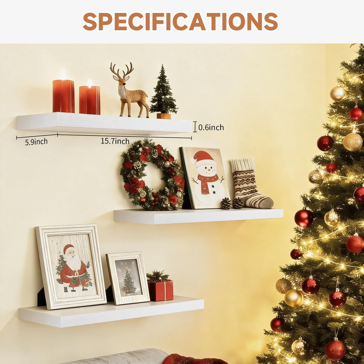 Duvique Easy Install Floating Shelves in bedroom and kitchen setup for versatile use