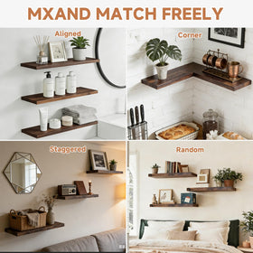 Duvique Easy Install Floating Shelves vintage brown close up showing wood grain