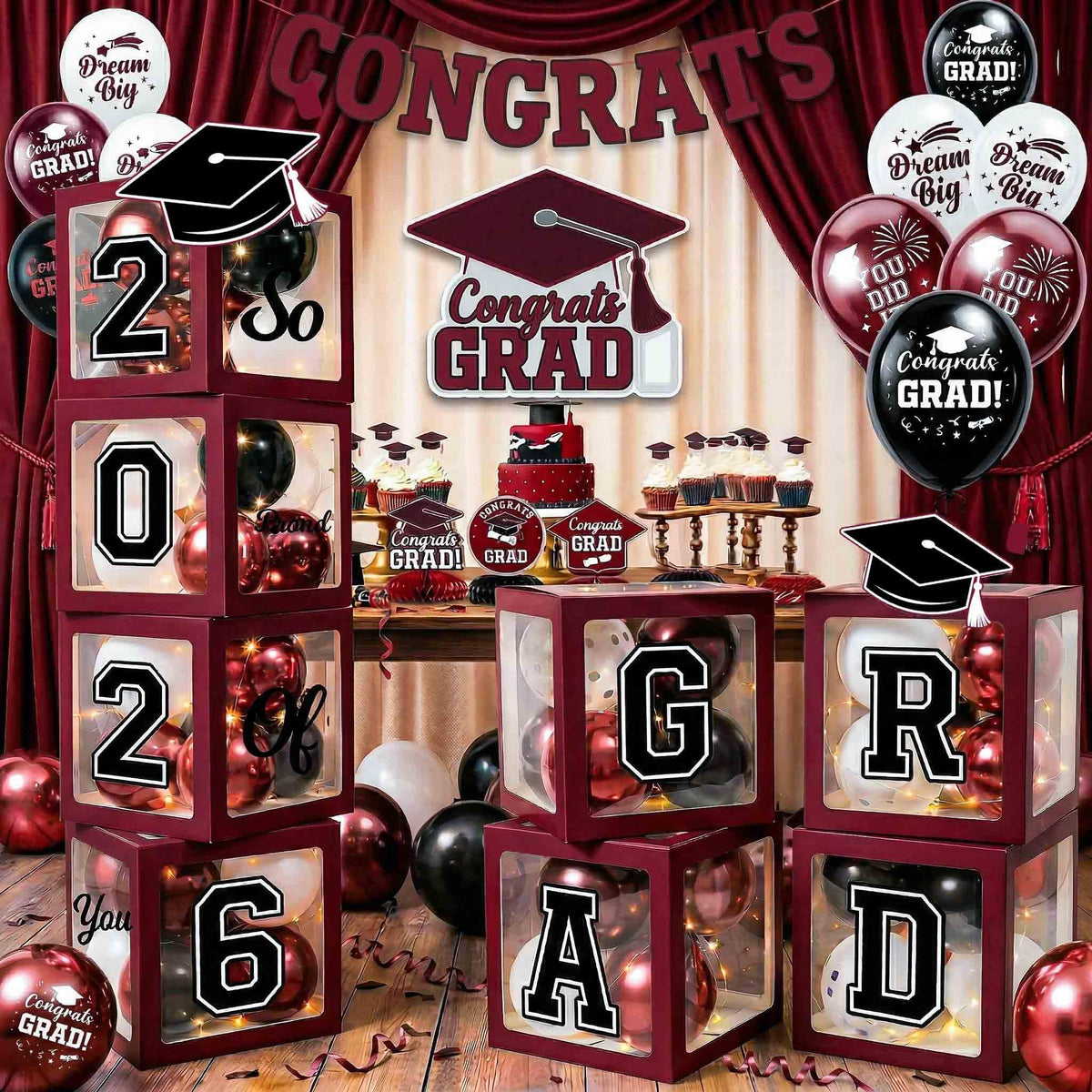 Duwagtry graduation kit 2026 balloons arranged to create a bold photo backdrop