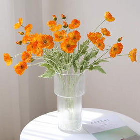DUYONE artificial poppy bouquet in orange with six silk stems, ideal for wedding decor