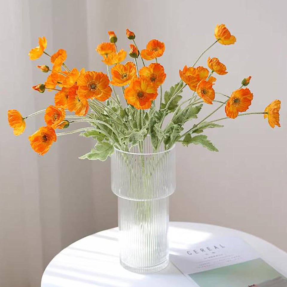DUYONE artificial poppy bouquet in orange with six silk stems, ideal for wedding decor