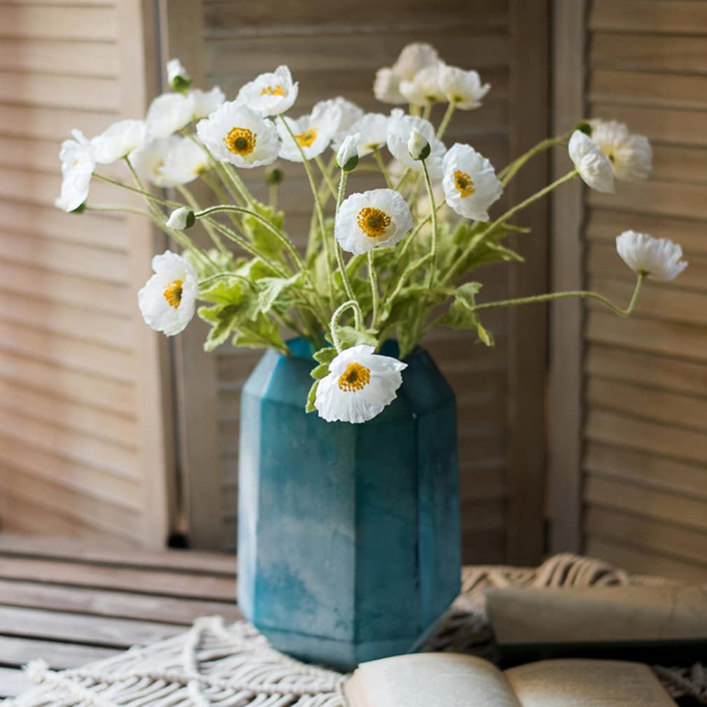 DUYONE artificial poppy silk bouquet with six bendable stems for elegant centerpieces