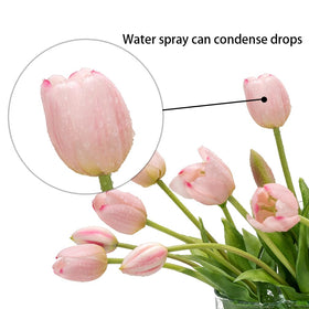 Dining table centerpiece featuring DUYONE artificial tulips for year-round color