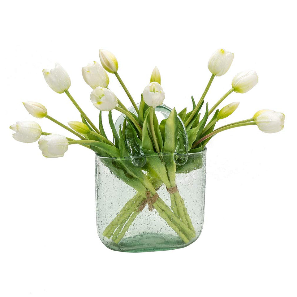 DUYONE artificial tulips white bouquet close-up, realistic texture for year-round decor