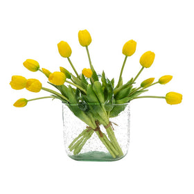 DUYONE artificial tulips yellow bouquet brings vibrant color to home decor