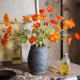 DUYONE bendable poppy stem silk bouquet for versatile styling