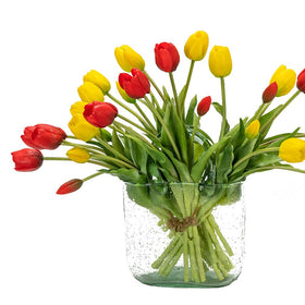 DUYONE dining table decor tulips red centerpiece ideal for year-round styling