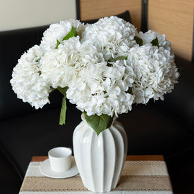 DUYONE handmade hydrangea bouquet with 196 petals and 3 leaves