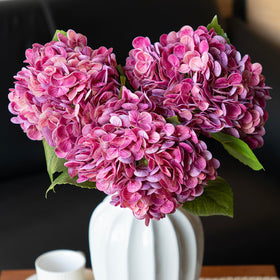 DUYONE hydrangea bouquet 22in magenta 3pcs for durable wedding decor.