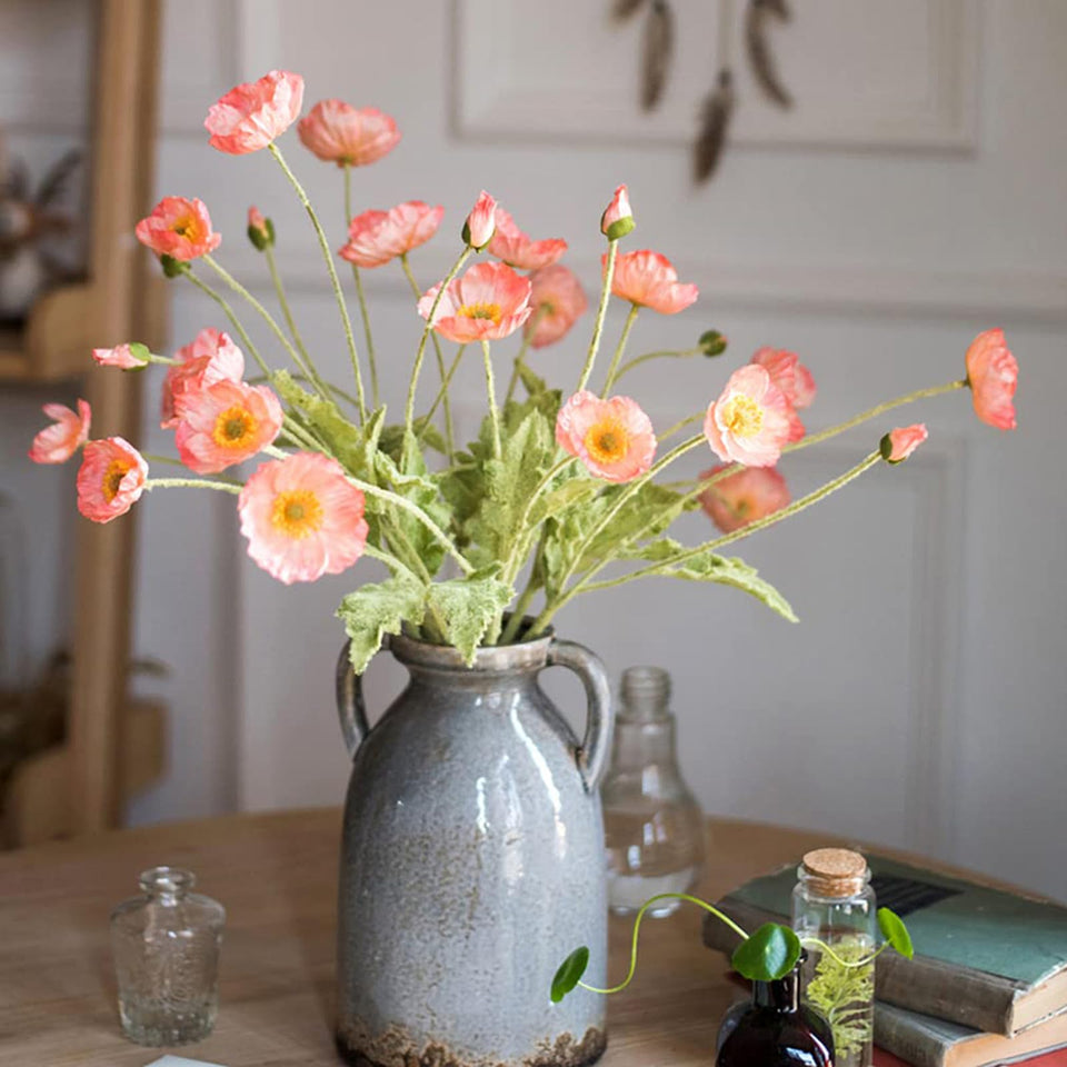 DUYONE poppy bouquet six stems for elegant wedding table decor
