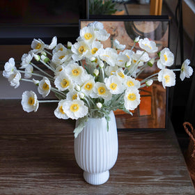 DUYONE flocked poppy stems with realistic texture for home décor display