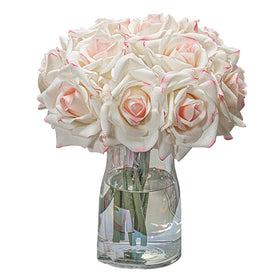 DUYONE roses cleaning tip image shows easy dusting with a damp cloth.