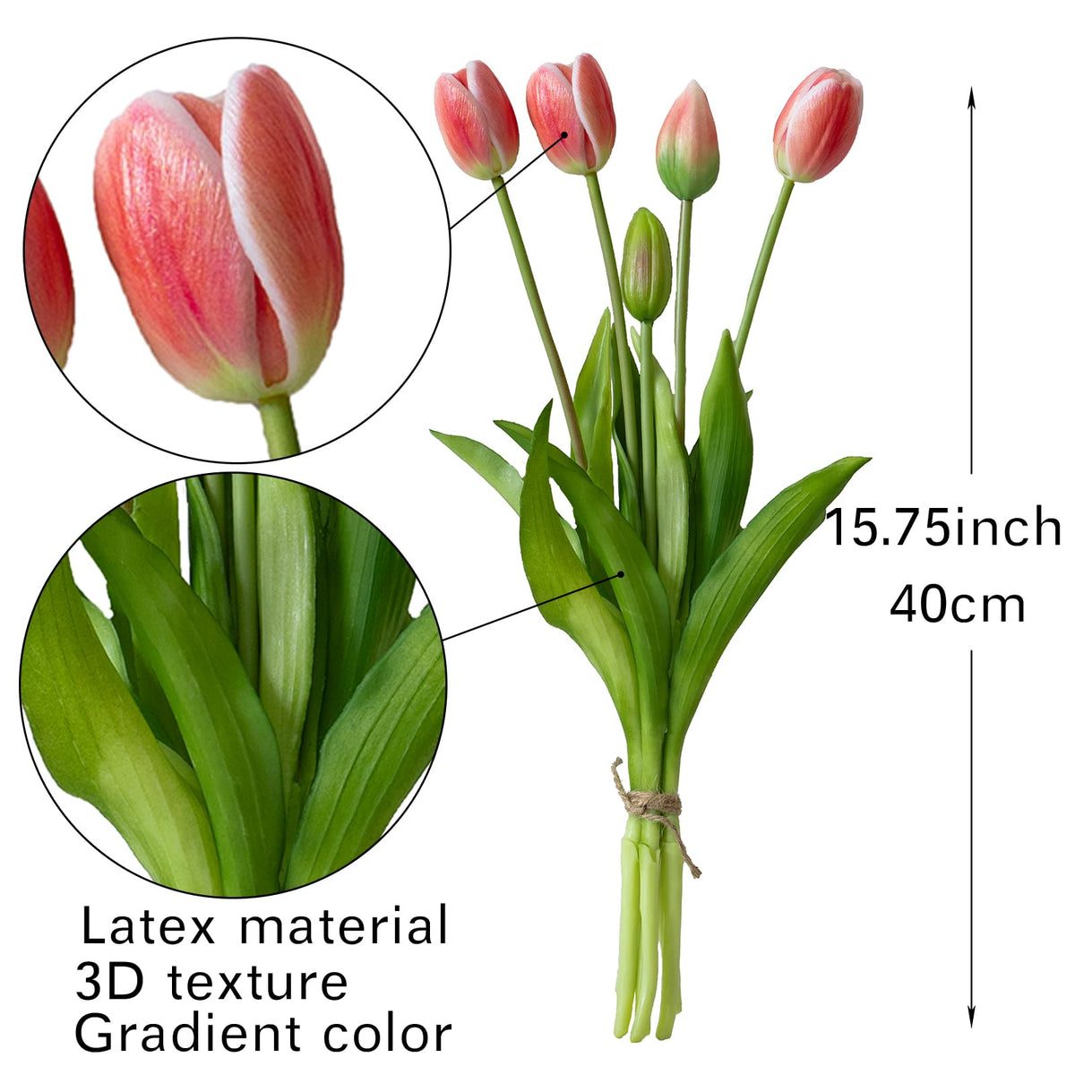 DUYONE coral pink tulips as dining table centerpiece for events.