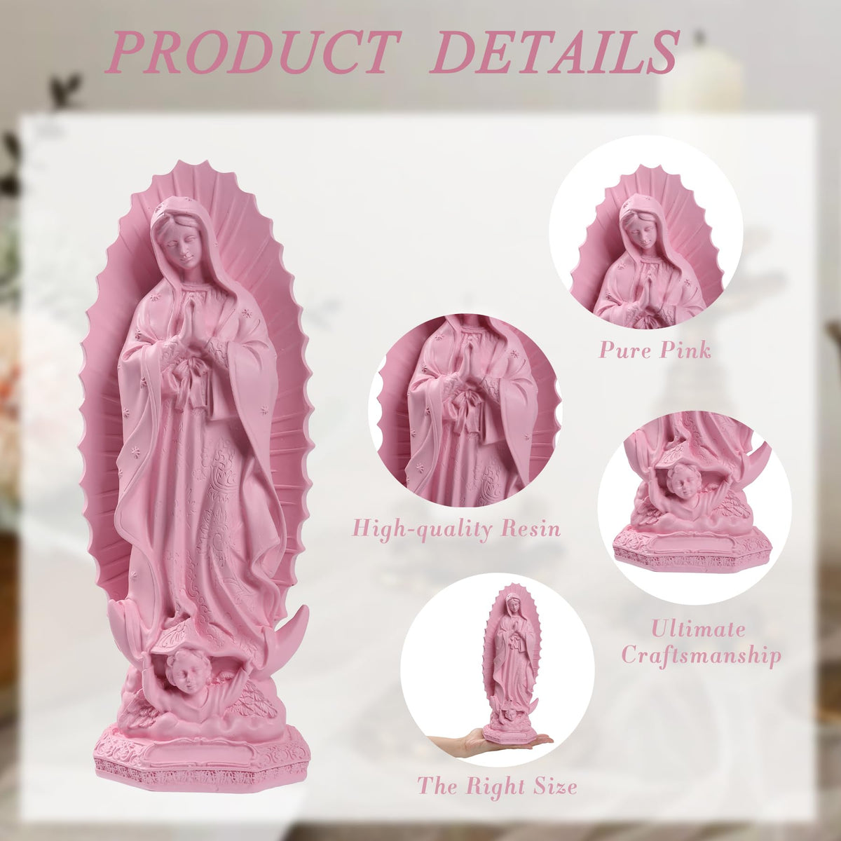 Dvehdbay hand-painted resin Virgin Mary statue emphasizes durability for daily prayer.