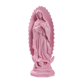 Dvehdbay Our Lady of Guadalupe pink 12-inch close-up statue with vibrant hand-painted details for sacred display.