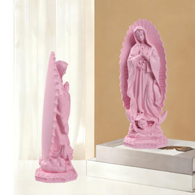 Dvehdbay pink-toned Our Lady of Guadalupe statue softens spaces and invites reflection.