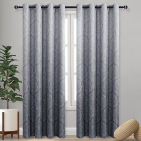 DWCN Ombre blackout curtain with damask gradient for bedroom privacy.