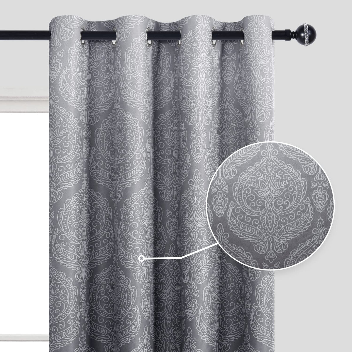 DWCN Ombre blackout curtains installed easily with a 2-panel setup.