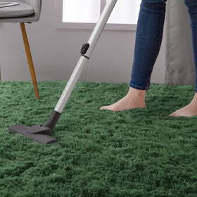 DweIke fluffy dark green rug pet-safe surface suitable for pets