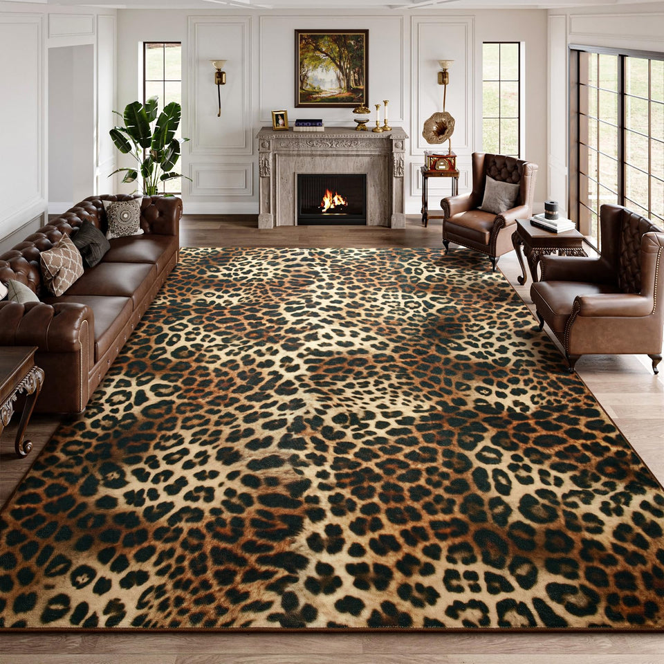 DweIke leopard rug living room 4x6 with soft plush texture for cozy floors.