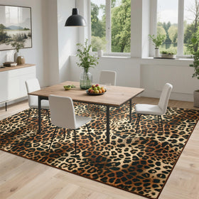 DweIke leopard rug western-inspired design elevates office space with rugged charm.